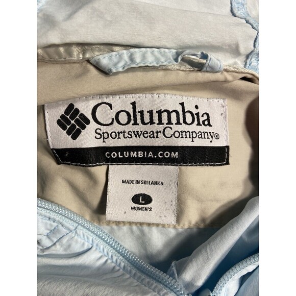 Columbia Size Large Blue Lighweight Cotton/Nylon Logo Hooded Jacket - Picture 5 of 5